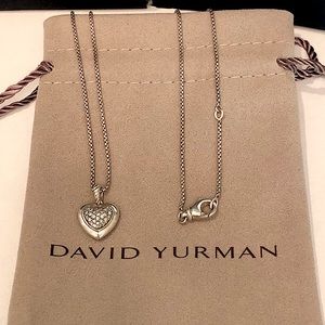 David Yurman Diamond Pave Heart Necklace, 925